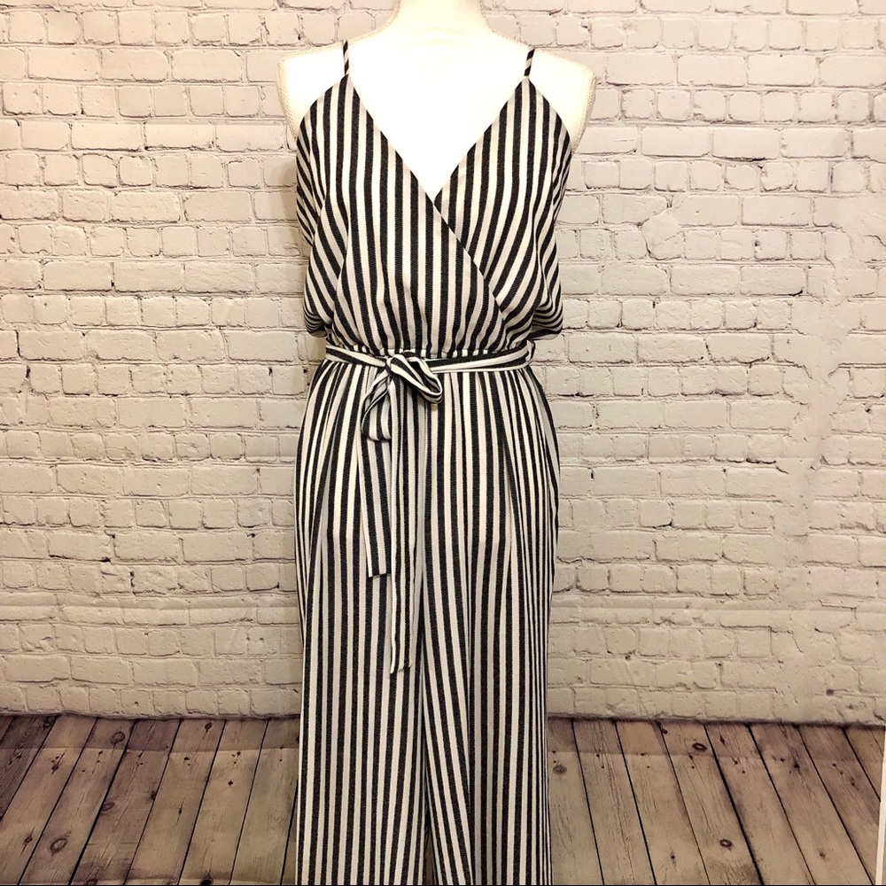 Black and White Striped Jumpsuit, sz M